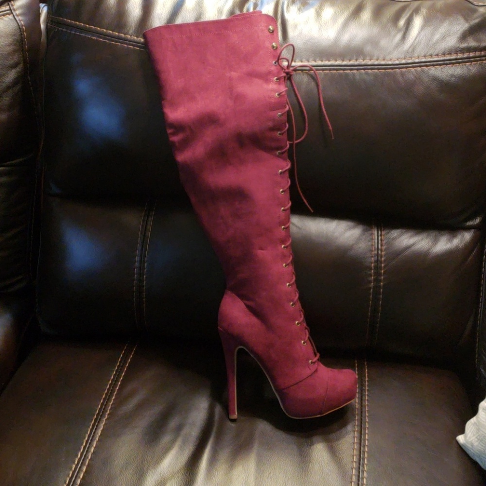 Cranberry Thigh High Boots